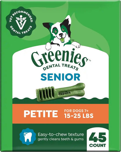 Greenies Senior Teenie Size Adult Natural Dental Dog Treats, 96 Count | Veterinarian-Recommended, Cleans Teeth, Freshens Breath, Supports Joint Health, Dogs 7+ (5-15 Lbs), 27 Oz. Pack15