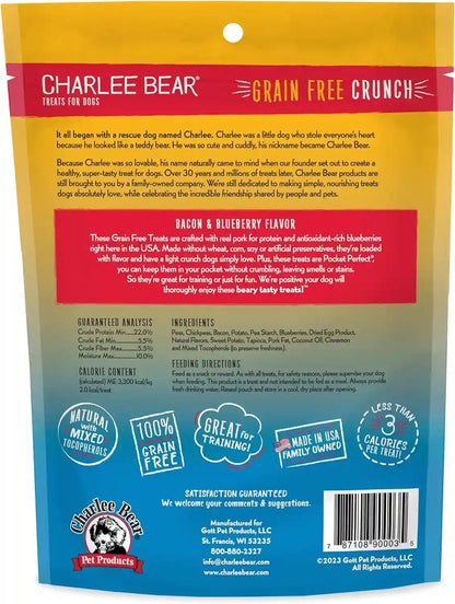 Charlee Bear Crunch Grain Free Dog Treats, Bacon and Blueberry, 8 Ounce Resealable Bag, Low Calorie Training Treats for Dogs, Limited Ingredient, Healthy, Crunchy Dog Snacks, Made in USA2