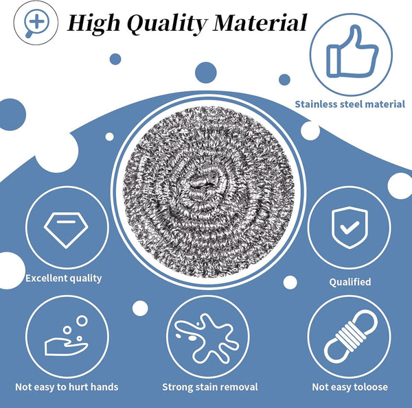 Stainless Steel Scrubber Scrubbing Scouring Pad Sponges Clean Pot Pan and Steel Wool for Kitchen Bathroom3