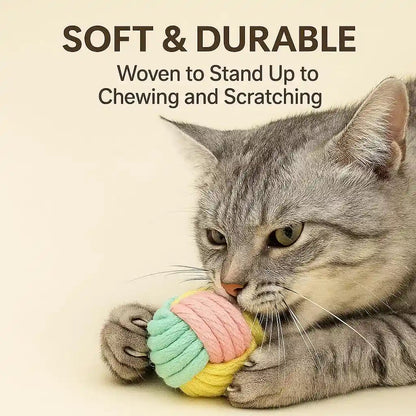 Cat Chew Balls – 6-Pack Rope Cat Toys with Crinkle Sound, Soft and Durable, for Indoor Cats, Kittens, Teeth & Gum Health2