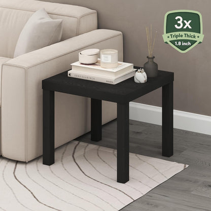 Classic Toolless Square Side Table, 1.8" Thick Tabletop, Black | Modern End Table, Simple Night Stand, Bedside Table, for Living Room, Bedroom4