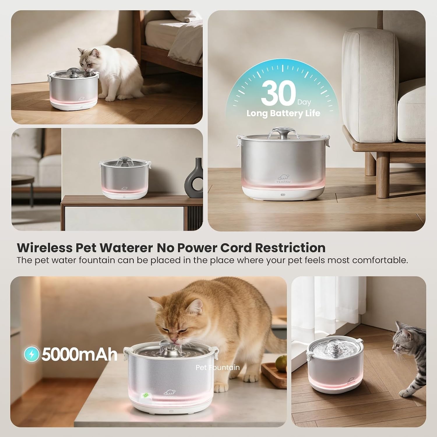 cat-water-fountain-pumpless-stainless-steel-buckets-bowl-wireless-pet-water-fountain-2-5l-water-fountains-for-cats-indoor-dispenser-easy-to-clean-bpa-free-white