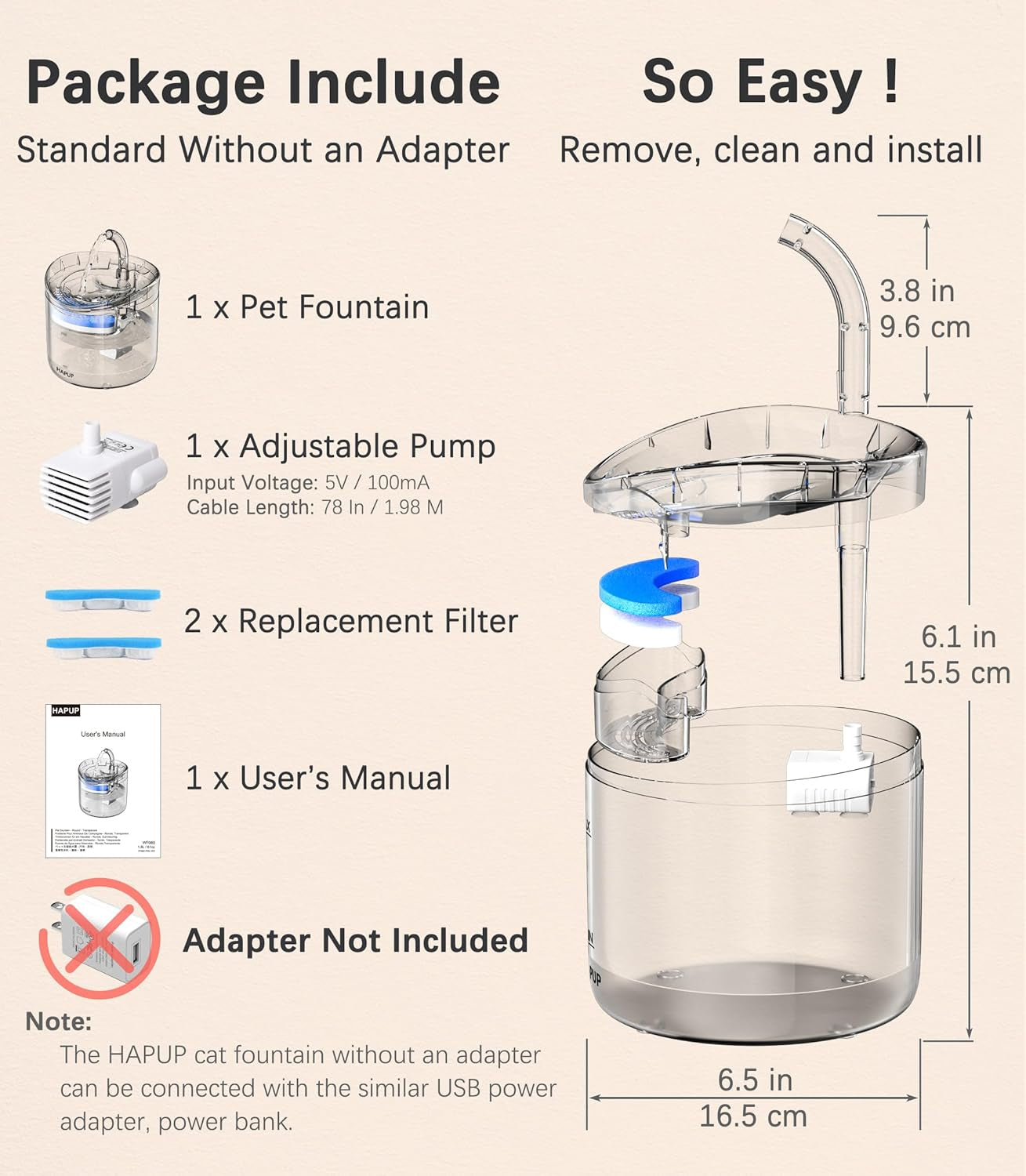 hapup-cat-water-fountain-animal-water-dispenser-61oz-1-8l-automatic-pet-drinking-fountain-clear-upgrade-with-2-filter-replacement-1-adjustable-silent-1-water-pump-for-cats-kitty-indoor