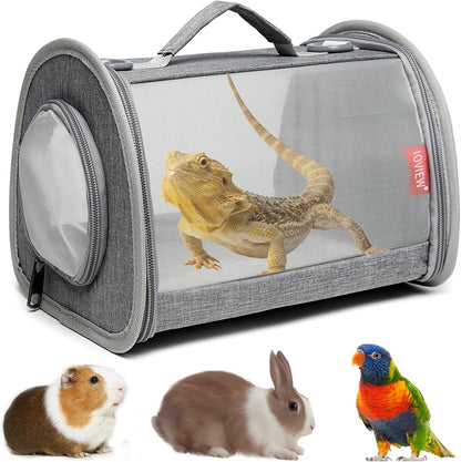 Guinea Pig Carrier Travel Small Animal Carrier Bag Lizard Bird Rabbit Carrier Cage Squirrel Breathable Bag Portable Travel Hamster Small Pet Hangbag (Small, Gray)8