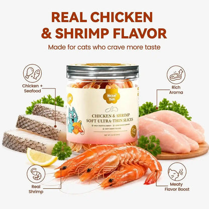 Soft Chicken & Shrimp Cat Treats Thin Slices Easy Chew 3.2 Oz | Thin Soft Slices for Kittens, Adults and Senior Cats; Easy-Chew Texture for Daily Rewarding5