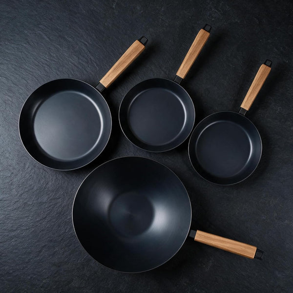 Forest 4-Piece Professional Carbon Steel Frying Pan Set, Wood Handle | Pre-Seasoned Non-Toxic Frying Pans - Chemical-Free, Traditional Cooking Surface - All Stovetop Compatible & Fast-Heating9