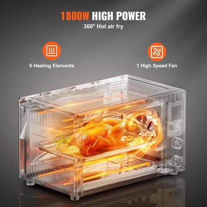 Air Fryer Toaster Oven, 28L/29.6Qt Large Capacity 13 in 1 Functional Convection Oven, 1800W 2-Tier Toaster Ovens Countertop Combo with Wire Racks, Pizza Pan, Gloves, Home and Commercial Use3