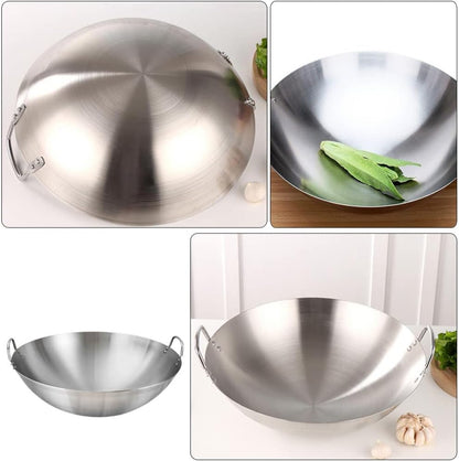Stainless Steel Wok 12.00In round Bottom Wok Large Capacity Frying Pan for Gas Stove Chinese for Stir Frying Bbq Fried Potatoes Scrambled Eggs5