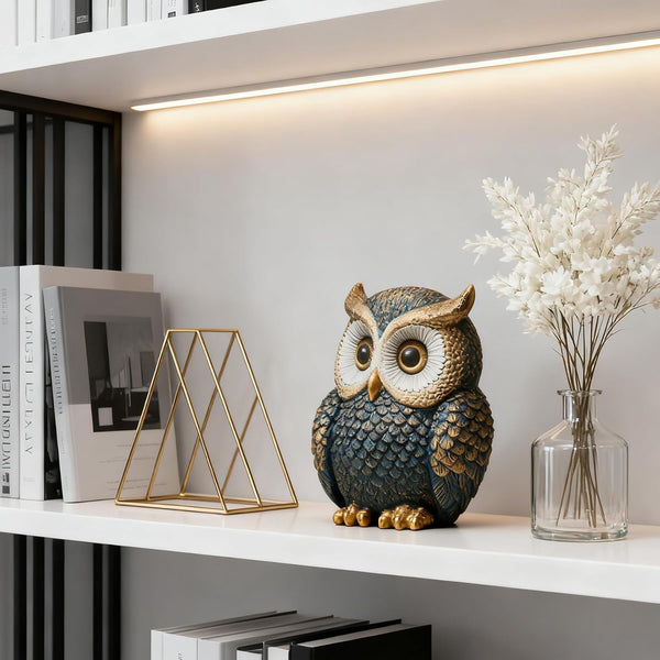 Owl Statue Home Decor, Owls Figurine for Bookshelf | Decorative Sculpture for Table, Bird Ornament for Desk, Ideal Decoration Gift for Birthday Christmas Anniversary3