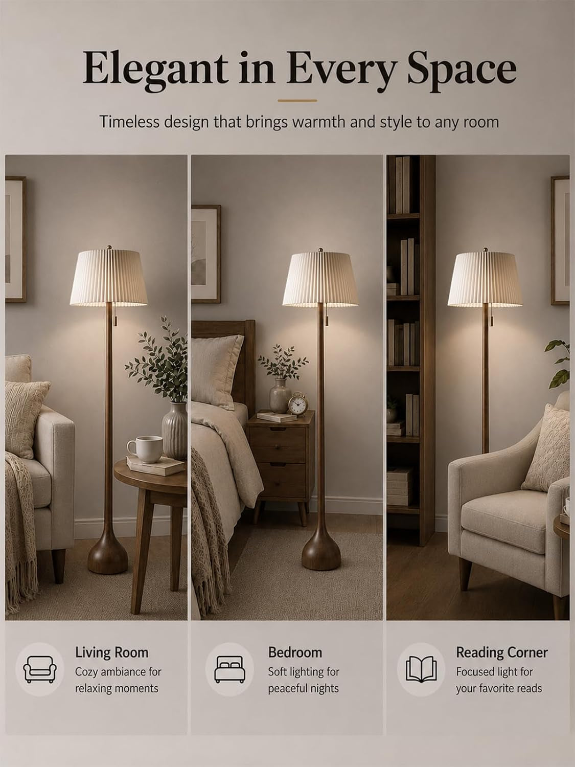 mid-century-modern-real-wood-floor-lamp-with-remote-2-shades-65-tall-sculptural-teardrop-base-foot-switch-stepless-dimming-3-color-temperatures-1h-timer-bulb-included