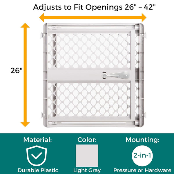 MYPET Universal Pet Gate: 26” - 42” Wide Dog Gate for Doorways with Pressure Fit or Swinging Door Hardware Mounting Types Included: 26" Tall; Gray5
