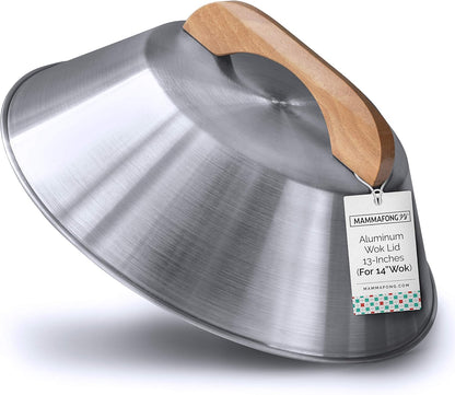 Aluminum Wok Dome Cover for 14" Hand Hammered Wok, 13 Inch Flat Wok Lid1