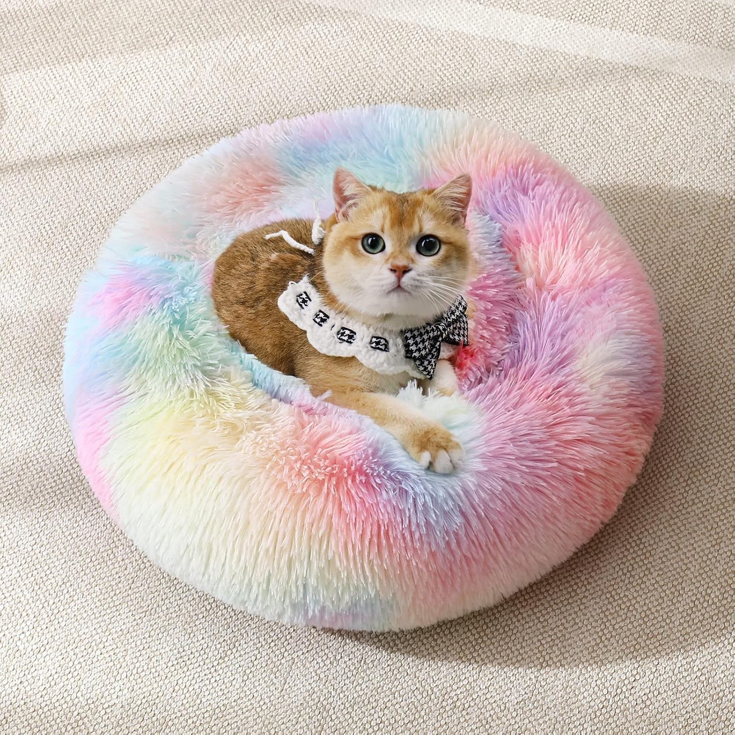 jollyvogue-small-dog-bed-calming-soft-anti-anxiety-donut-cat-bed-washable-round-fluffy-cushion-for-small-and-medium-pets-20