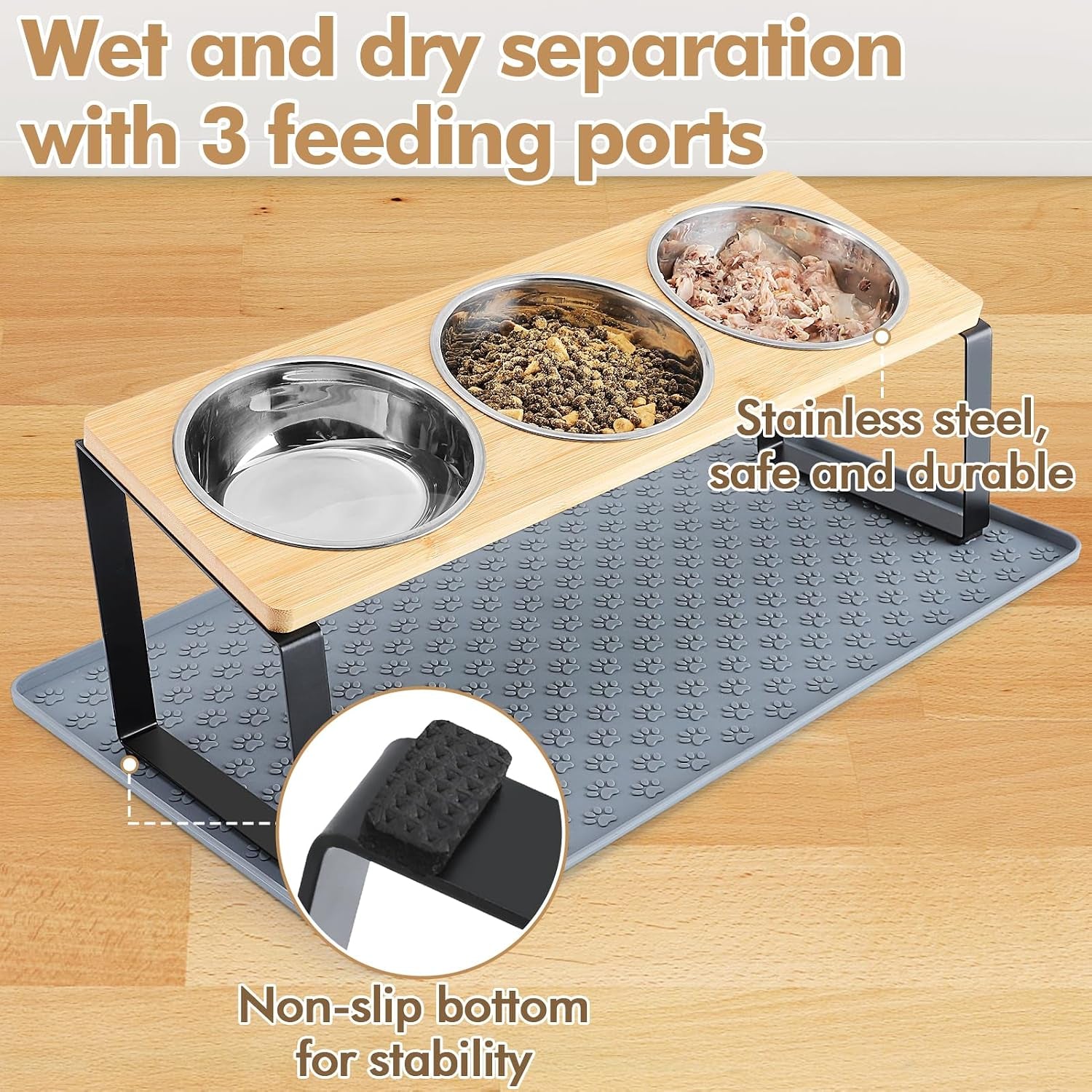 15-tilted-elevated-cat-bowls-raised-cat-bowls-stand-with-silicone-food-mat-3-stainless-steel-cat-dishes-for-food-and-water-anti-vomiting-for-indoor-cats-and-small-pets