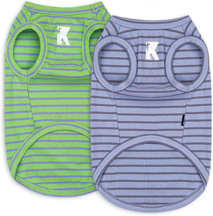 Koneseve Dog Shirt Vest Lightweight Stretchy Dog T-Shirts Soft Cool Sleeveless Stripe Vests Breathable Clothes for Puppy Kitty Cats Small Medium Large Dogs 2 Pack Pink + Green [ S/Small ]8