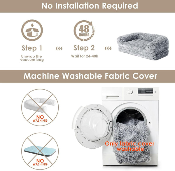 EHEYCIGA Foldable XXL Dog Bed Memory Foam-46X34X6.5", Fluffy Cover, Grey9