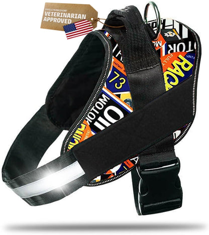 DOGGYKINGDOM No Choke Dog Harness with Handle and Patch Panels, Adjustable Reflective Dog Vest for Small Sized Dog, Blue, S23