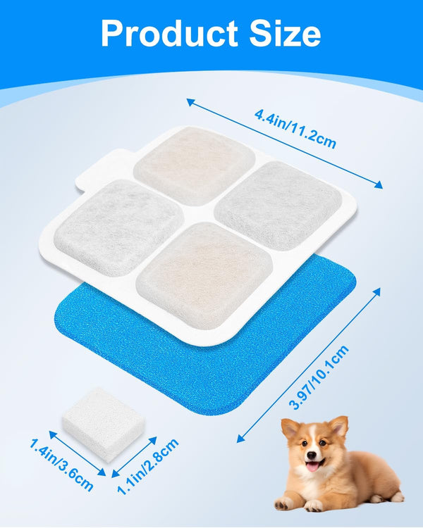 12 Set Dog Water Filter Replacement Compatible with Oneisall PW07SAU 10L/2.64Gal, Dog Water Fountain Filter Fit for Oneisall, Multilayer Filtration System 12Pre-Filter+12 Filters+12 Sponges5
