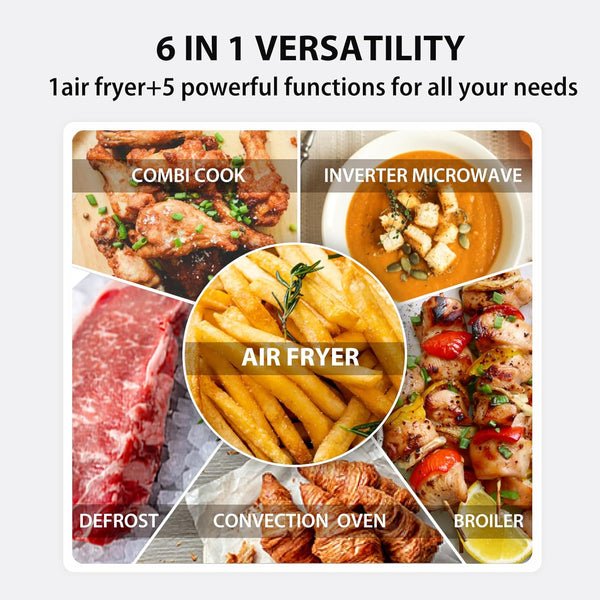 Inverter Countertop Microwave Oven Air Fryer Combo MASTER Series, Broil, Convection, Speedy Combi, Even Defrost 11.3'' Turntable Sound On/Off, 27 Auto Menu&47 Recipes | Broil, Convection, Speedy Combi, Even Defrost 11.3'' Turntable, Sound On/Off, 27 Auto Menu & 47 Recipes3