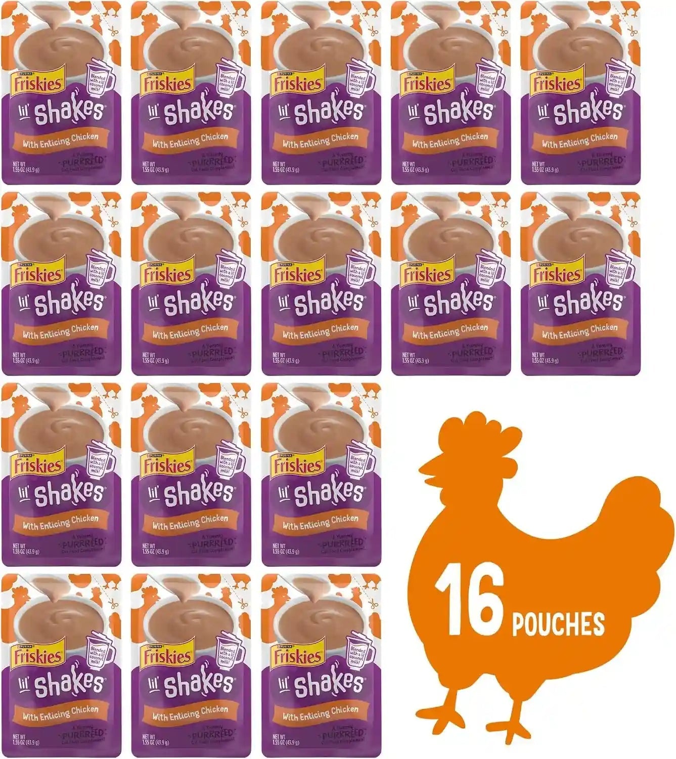 purina-friskies-pureed-cat-food-topper-lil-shakes-with-enticing-chicken-lickable-cat-treats-pack-of-16-1-55-oz-pouches