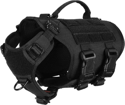 ICEFANG No Pull Tactical Dog Harness for Large Dogs,Adjustable Dog Vest | Control Handle,Molle Panel,Front Hook,3 Leash Clips,Soft Padded,For Walking Training,Pink,Large10
