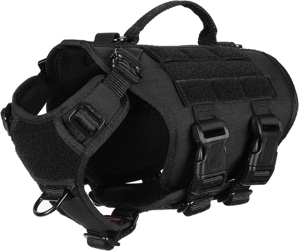 ICEFANG No Pull Tactical Dog Harness for Large Dogs,Adjustable Dog Vest | Control Handle,Molle Panel,Front Hook,3 Leash Clips,Soft Padded,For Walking Training,Pink,Large10