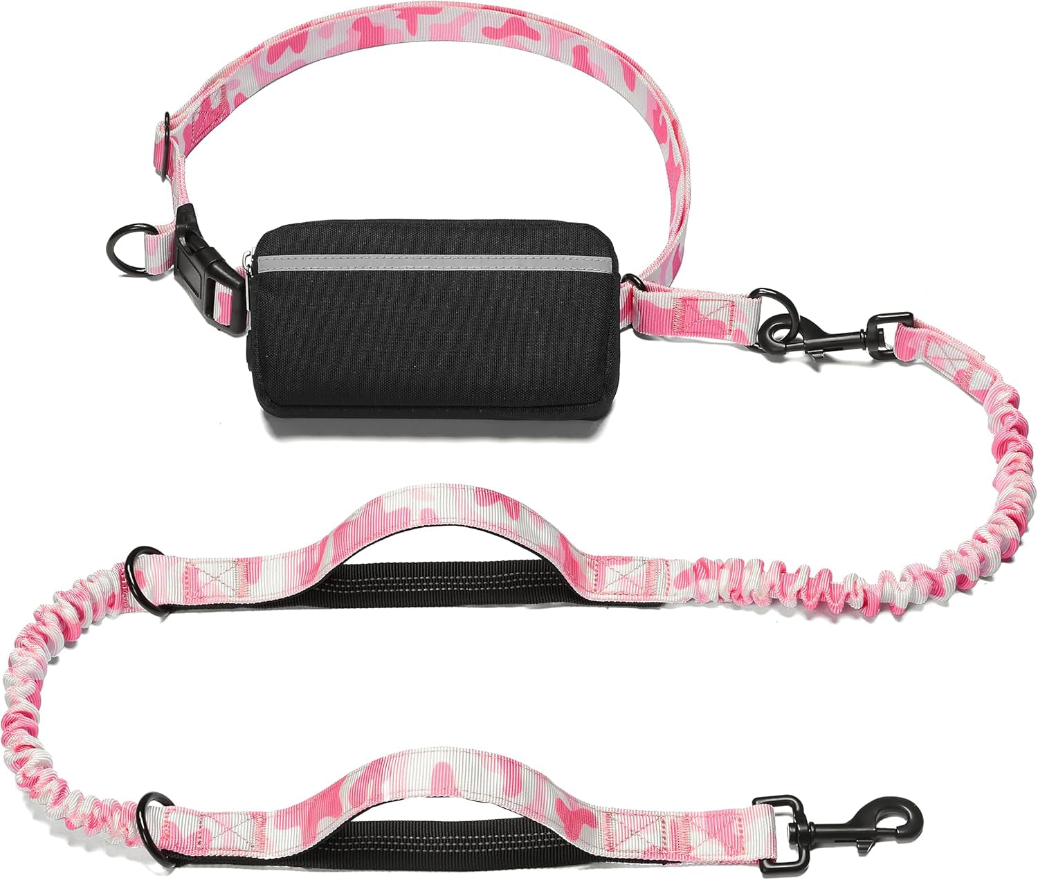 iyoshop-hands-free-dog-leash-with-zipper-pouch-dual-padded-handles-and-durable-bungee-for-walking-jogging-and-running-your-dog-large-25-120-lbs-black