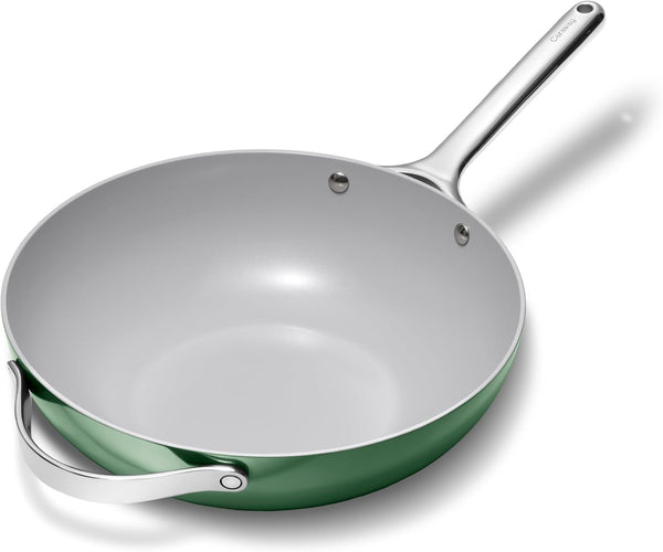 Caraway 12" Non-Stick Ceramic-Coated Stir Fry Pan | Wok-Inspired Pan, Free from Forever Chemicals, High-Sloped Walls, Stainless Steel Handles, Sage1
