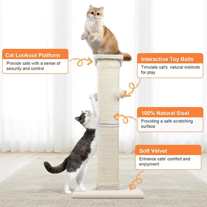 SOCATER Cat Scratching Post 33 Inch Nature Sisal Cat Scratch Post for Indoor Cats, Large Cat Scratcher Protect Your Furniture, for All Breeds4