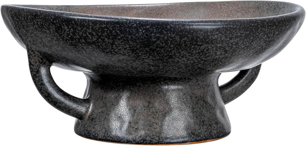 Creative Co-Op Stoneware Bowl with Handle and Base, Black Reactive Glaze1