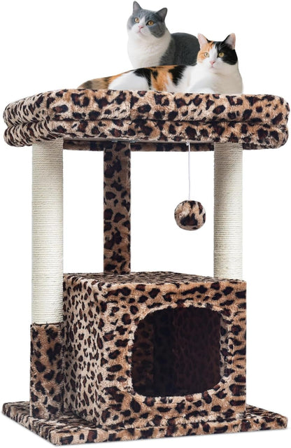 SYANDLVY 27" Cat Tree for Indoor Cats, Activity Tower with Scratching Posts | Modern Kitten Condo with Plush Perch & Hanging Ball for Play, Beige12