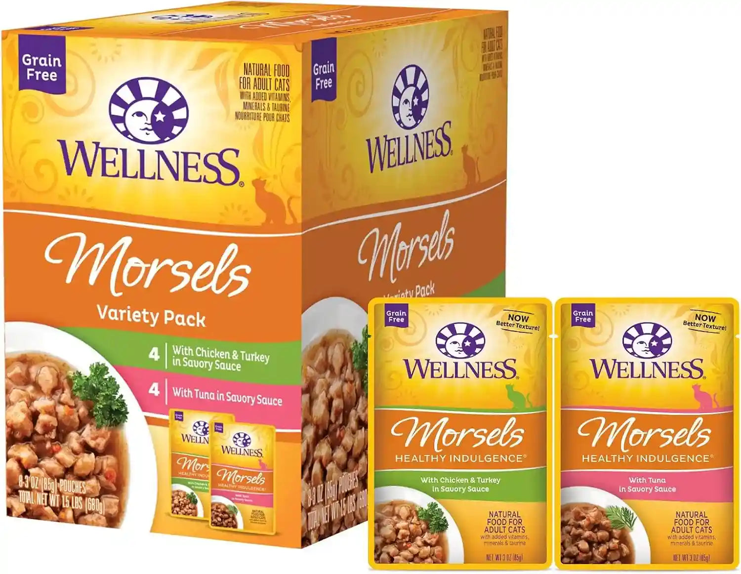 wellness-healthy-indulgence-morsels-variety-pack-adult-wet-cat-food-natural-protein-rich-grain-free-2-flavors-3-oz-pack-of-8-pouches