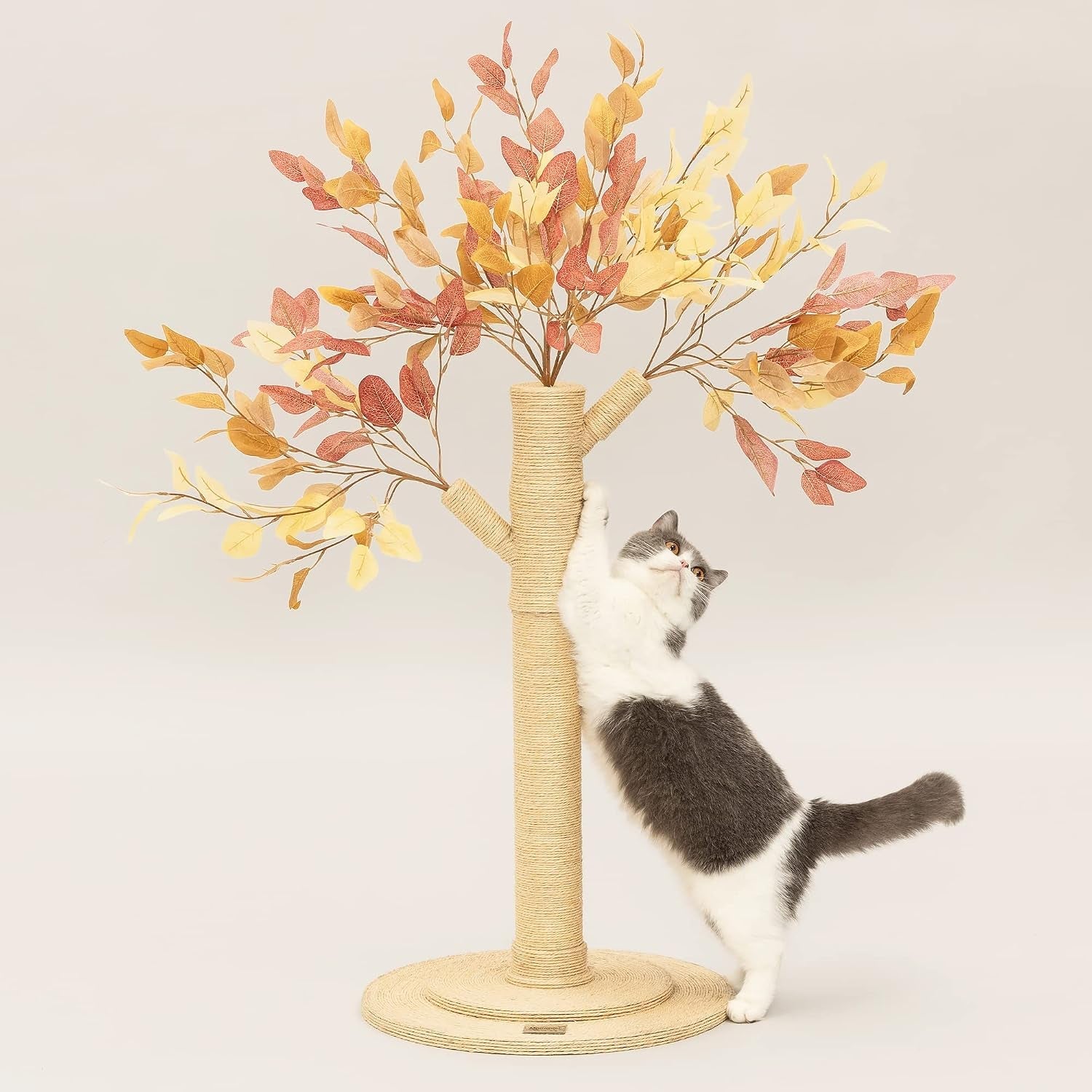 meowoou-cat-scratching-post-33-inch-tall-cat-scratcher-for-indoor-cats-adults-small-cat-tree-tower-sisal-rope-kitten-scratch-with-interactive-hanging-ball