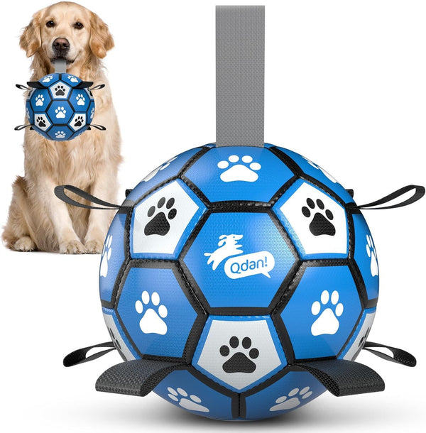 QDAN Dog Balls, 6 Inch Dog Soccer Ball with Straps, Herding Balls for Dogs | Outdoor Dog Toys Balls for 20-40 Lb Dogs, Puppy Ball to Keep Them Busy, Dog Pool Water Play Toy, Puppy Birthday Gifts31