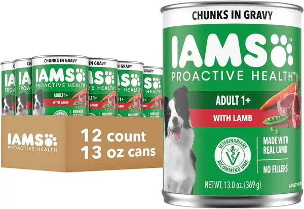 IAMS Proactive Health Pack Wet Dog Food, Beef & Chicken, 13 Oz, 12 Pack | Chunks in Gravy, Omega 6 Fatty Acids, Supports Healthy Skin, Muscles & Digestion, 13 Oz. Cans, No Artificial Flavors16
