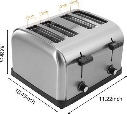 Commercial Toaster for Restaurant, 4 Slice Toaster,Commercial Bread Heating Machine, Automatic Pop-Up,Stainless Steel Bread Ovens,Silver2