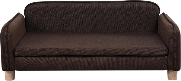 Big Sized Dog Bed -Wooden Frame Pet Sofa Couch, Washable Cushion Cat Couch, Linen Fabric Dog Sofa and Chair for Medium Pet Rest. (Brown)7