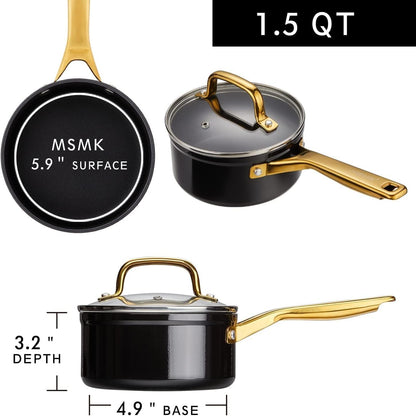 1.5 QT Ceramic Enamel Saucepan with Lid, Nonstick Black Cooking Pot | Ceramic, Non Toxic, Even Heating, Easy Clean, Suitable for Gas & Electric & Induction Stove, Dishwasher & Oven Safe7