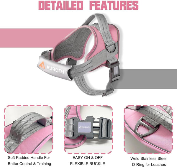 AUROTH Dog Harness and Leash Set, Soft Padded Service Dog Vest with 5.25FT Dog Leash, No Choke, Easy on Pet Vest, Adjustable Reflective No Pull Pet Vest Medium Sized Dog, Easy Walking and Training8