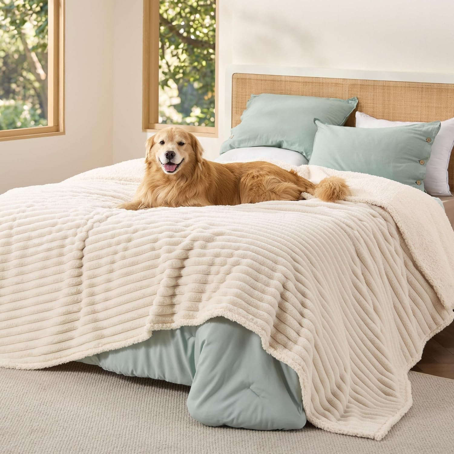 bedsure-comfyfleece™-waterproof-dog-blankets-for-large-dogs-50x60-cream-soft-plush-couch-cover-washable-corduroy-fleece-for-furniture-protector-cozy-calming-reversible-pet-blanket-for-senior-dogs