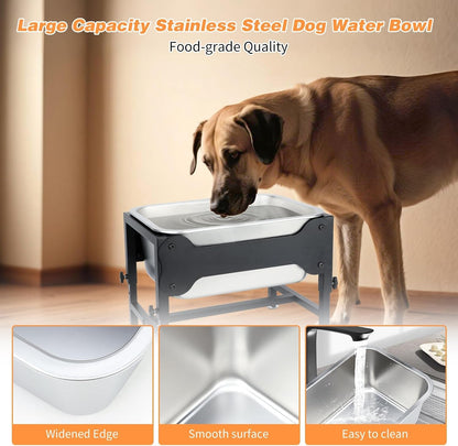 3 Gallon Elevated Dog Water Bowl, Raised Stand for Large Dogs | 4 Adjustable Heights, 9.65-15.16 in Stand, 3 Gallon Bowl, 14 X 10.6 X 5.9 in Size, Indoor Outdoor Use, Easy to Clean5