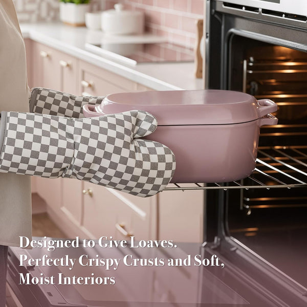 Dutch Oven for Bread Baking, 3.4 QT Bread Dutch Oven for Sourdough,Enamelled Cast Iron Bread Oven with Lids, Heavy-Duty Non Stick Sourdough Loaf Pan, Meatloaf Pan, Pink5