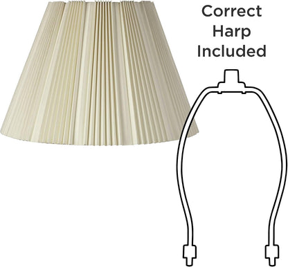 Hosea Extra Large Eggshell White Pleated Bell Shade 10X19X13X12.25 (Spider) | 10" Top X 19" Bottom X 12.25" High Replacement for Table + Floor Lamps Pre-Assembled Harp + Finial5