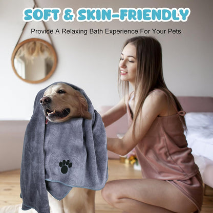 WOUSEDO Microfiber Dog Towels for Drying Dogs 2 Pack, 40'' X 23.6'' | Super Absorbent and Soft Pet Grooming Towel, Perfect Shower & Bath Supplies for Dogs(Grey)5