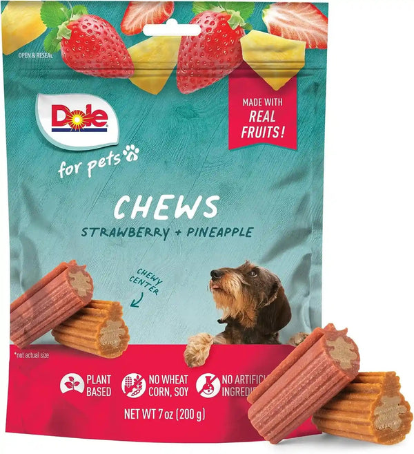 Dole for Pets Freshly Fetched Dog Chews with Banana and Pumpkin Flavor, No Wheat Corn Soy Artificial Flavors Colors or Preservatives, Chewy Center Firm Texture, 7.5 Oz9
