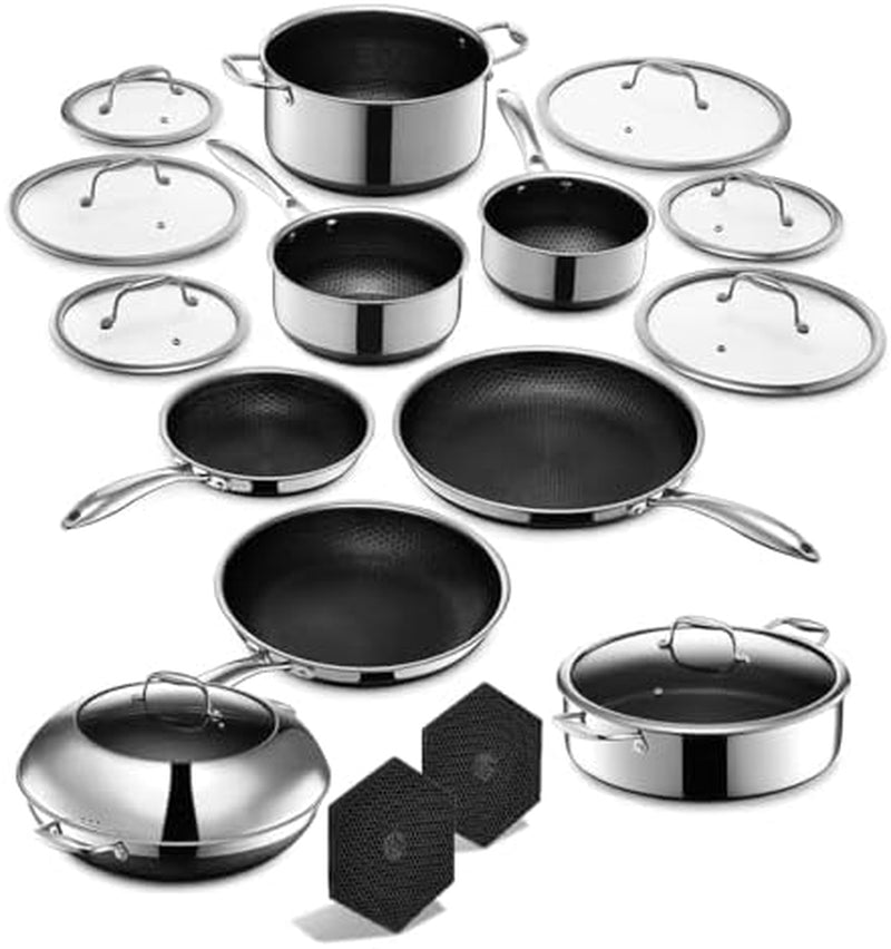 hexclad-hybrid-nonstick-18-piece-cookware-set-2-3-and-8qt-pots-with-lids-2-silicone-trivets-8-10-and-12-pans-with-lids-7qt-chicken-fryer-with-lid-and-14-wok-with-lid-stay-cool-handles
