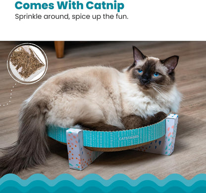 Catstages Scratch, Snuggle & Rest – 2‑In‑1 Indoor Cat Scratcher & Elevated Cat Lounger, Catnip Included4
