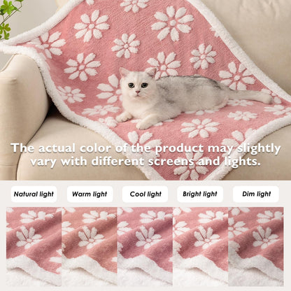 Cute Waterproof Blanket for Dog Cat or Adult, 50"X60", Pink | 3D Textured Flower Pet Blanket for Bed Couch Sofa, Soft Liquid Pee Proof Pet Furniture Protector7