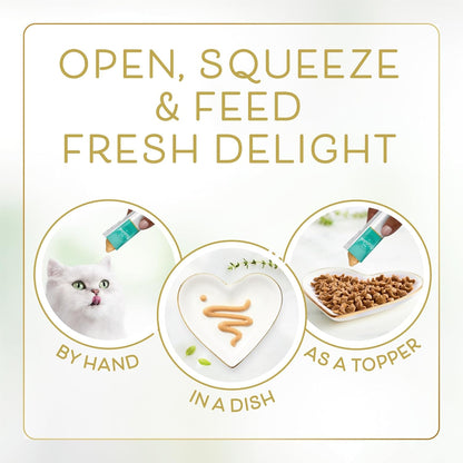 Purina Fancy Feast Squeezable Cat Treats Tube, Savory Puree Naturals with Natural Tuna in a Demi-Glace - 0.35 Ounce (Pack of 12)5