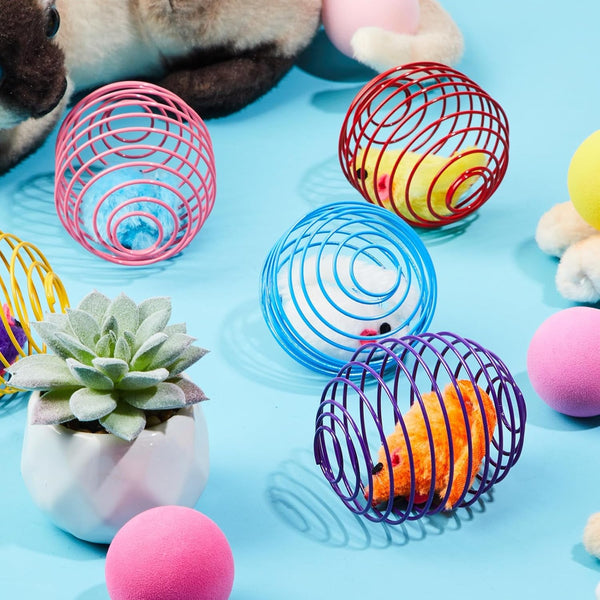 Jecery 5 Pcs Cat Toys Spring,Mouse,Multicolor | Interactive Cat Toy, Stretchable Rolling Ball, for Indoor Cats, Colorful Playful Coils, Kitten Pet Supplies4